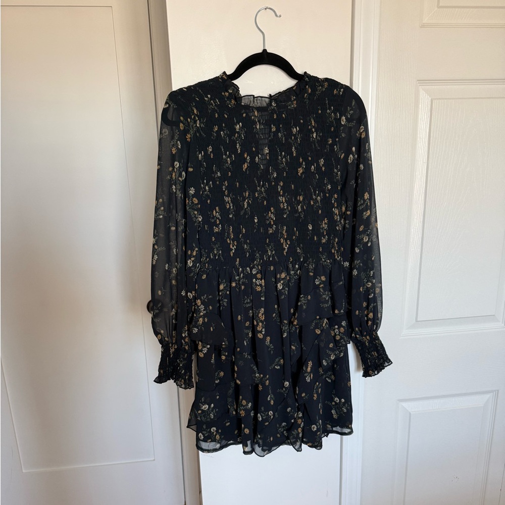 Vestique Black Floral Long Sleeve Dress